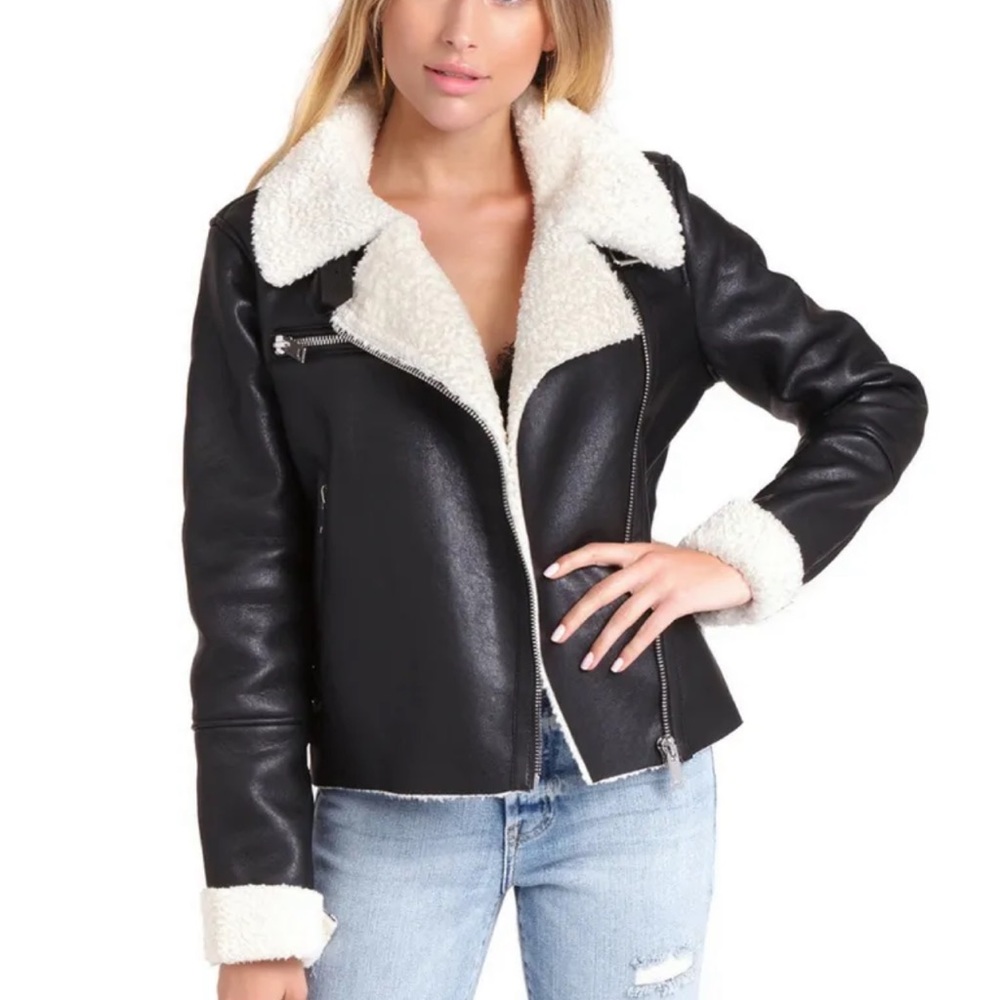 BLANK NYC AVIATOR JACKET WITH FLEECE LINING in SILENT NIGHT. Women’s Medium